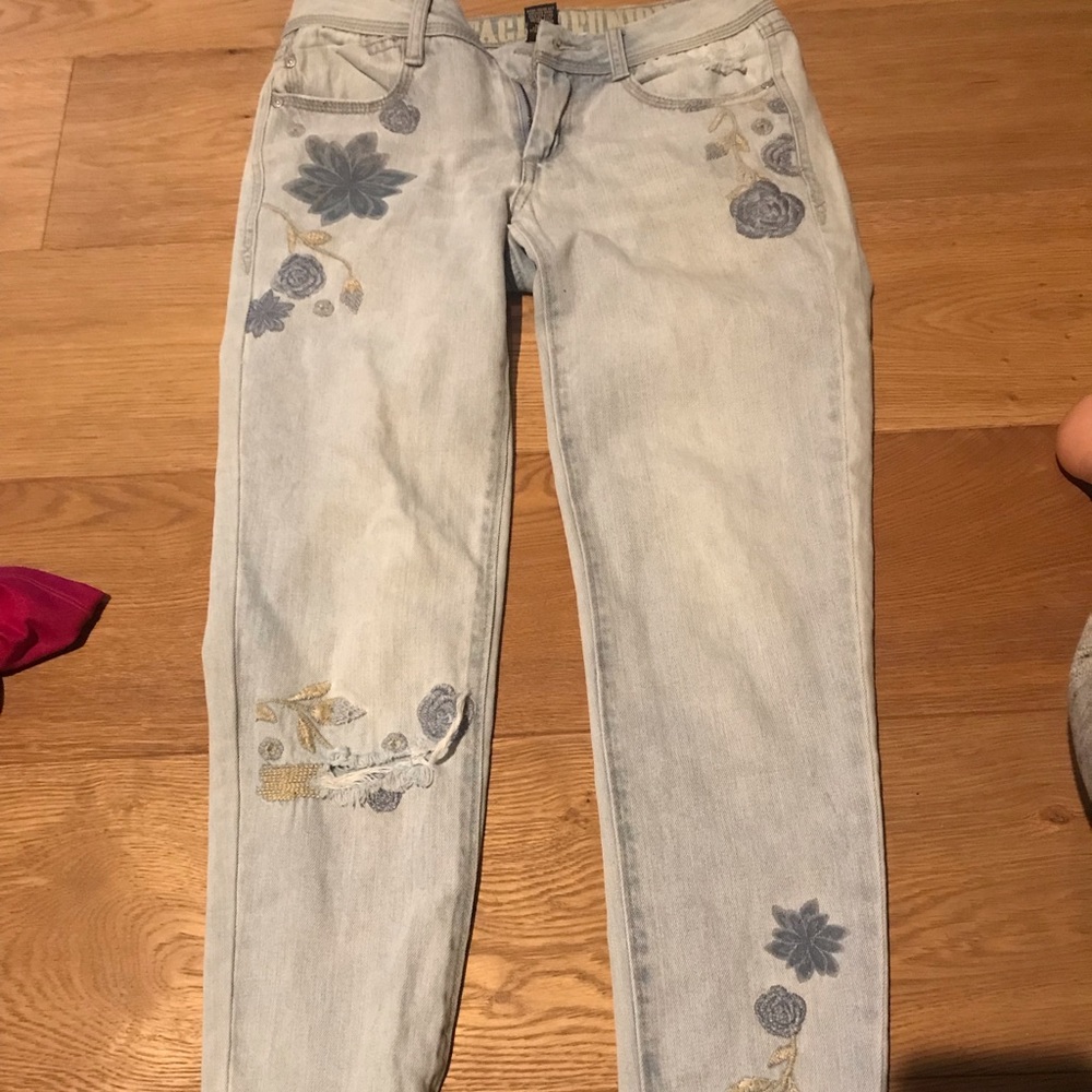 Flower blue jeans